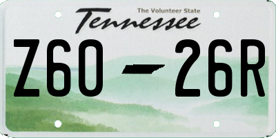 TN license plate Z6026R