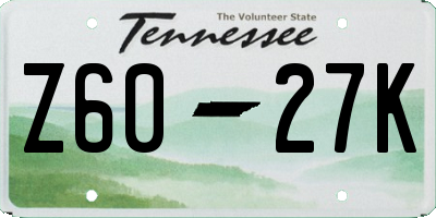 TN license plate Z6027K