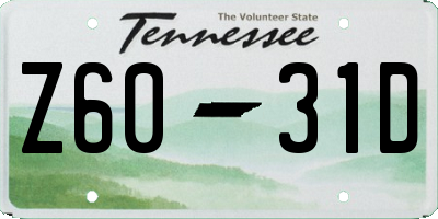 TN license plate Z6031D