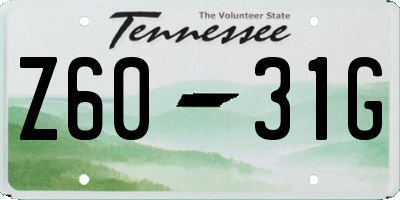 TN license plate Z6031G