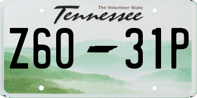 TN license plate Z6031P