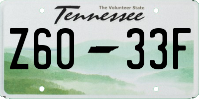 TN license plate Z6033F