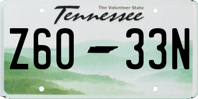 TN license plate Z6033N