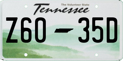 TN license plate Z6035D
