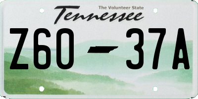 TN license plate Z6037A