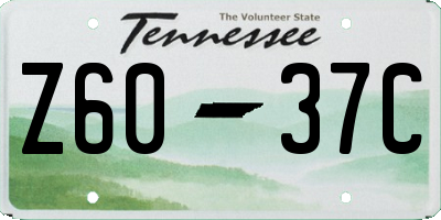 TN license plate Z6037C