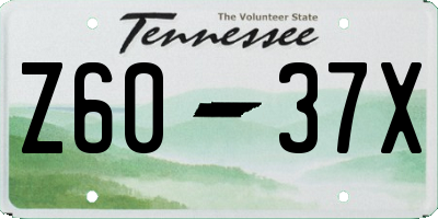 TN license plate Z6037X