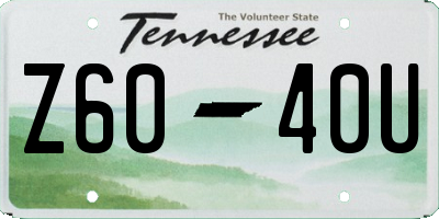 TN license plate Z6040U
