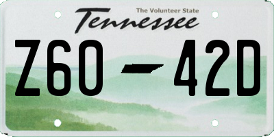 TN license plate Z6042D