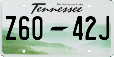 TN license plate Z6042J