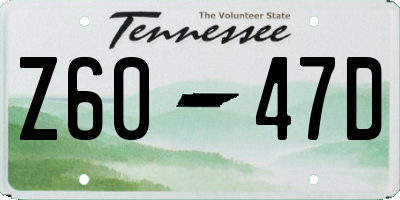 TN license plate Z6047D