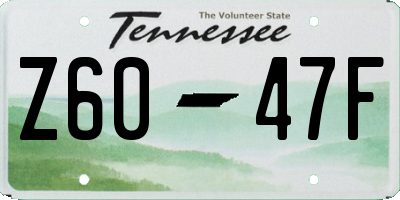 TN license plate Z6047F