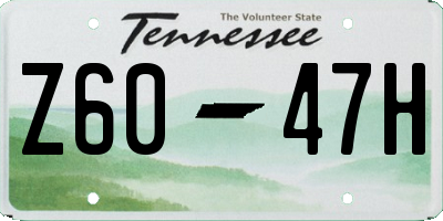 TN license plate Z6047H