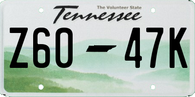 TN license plate Z6047K