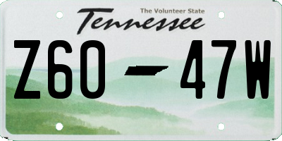 TN license plate Z6047W