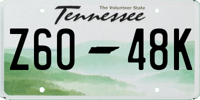 TN license plate Z6048K