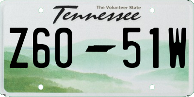 TN license plate Z6051W