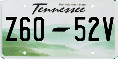 TN license plate Z6052V