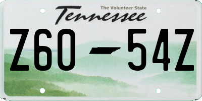 TN license plate Z6054Z