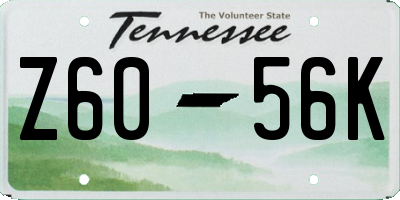 TN license plate Z6056K