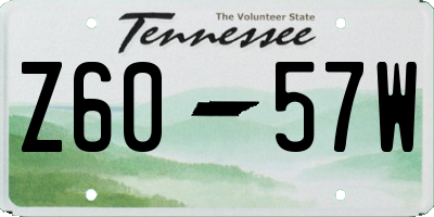 TN license plate Z6057W