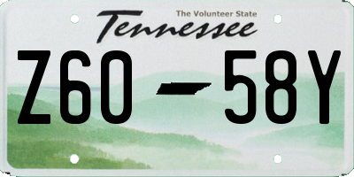 TN license plate Z6058Y