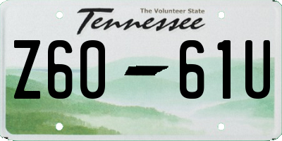 TN license plate Z6061U