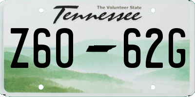 TN license plate Z6062G
