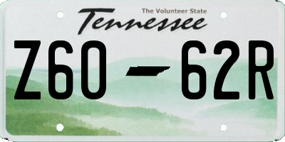TN license plate Z6062R