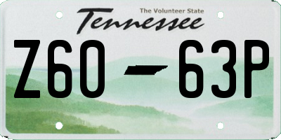 TN license plate Z6063P
