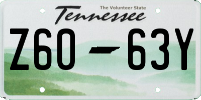 TN license plate Z6063Y