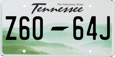 TN license plate Z6064J