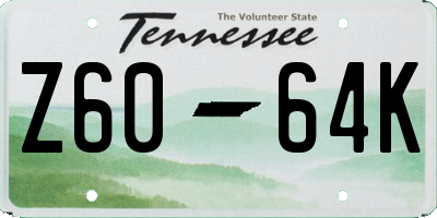 TN license plate Z6064K