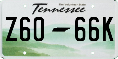 TN license plate Z6066K
