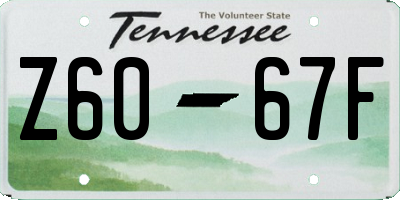 TN license plate Z6067F