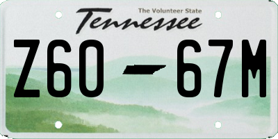 TN license plate Z6067M