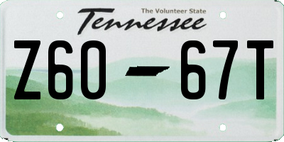 TN license plate Z6067T