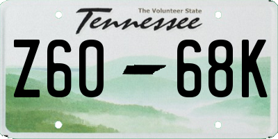 TN license plate Z6068K