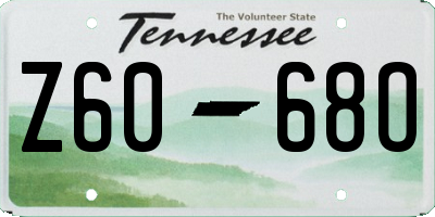 TN license plate Z6068O