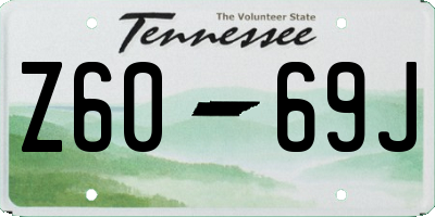 TN license plate Z6069J