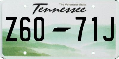TN license plate Z6071J