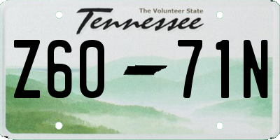 TN license plate Z6071N