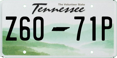 TN license plate Z6071P
