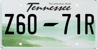 TN license plate Z6071R