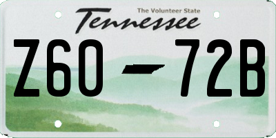 TN license plate Z6072B
