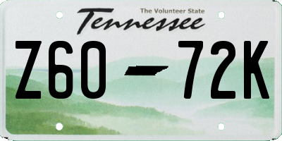 TN license plate Z6072K