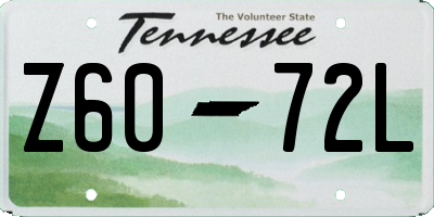 TN license plate Z6072L