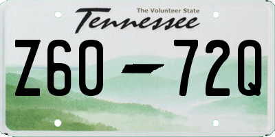 TN license plate Z6072Q