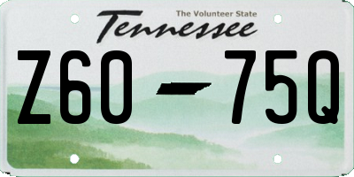 TN license plate Z6075Q