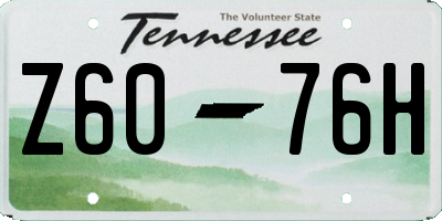 TN license plate Z6076H